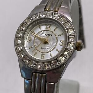 Vintage Elgin Womens Silver Gem Watch New Battery